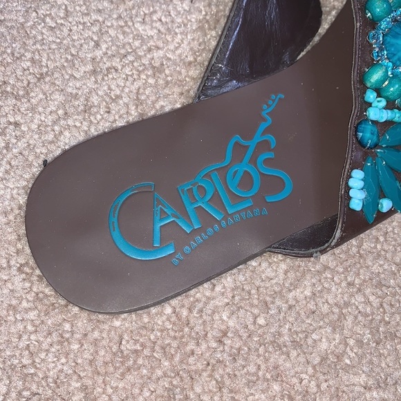 Carlos Santana Turquoise and Brown Beaded Sandals - Picture 9 of 10